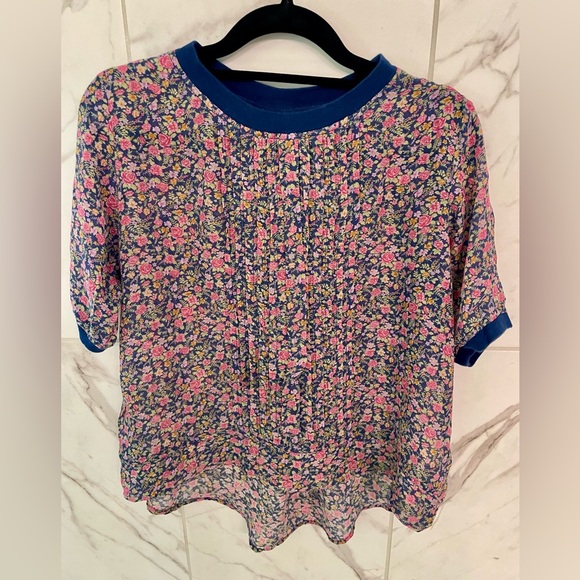 Anthropologie, One Fine Day, short sleeve silk T-shirt top - Picture 1 of 8